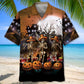 Halloween Skeleton Dancing Hawaiian Shirt For Tropical Holidays, Outdoor Gatherings, And Everyday Comfort