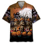 Halloween Skeleton Dancing Hawaiian Shirt For Tropical Holidays, Outdoor Gatherings, And Everyday Comfort