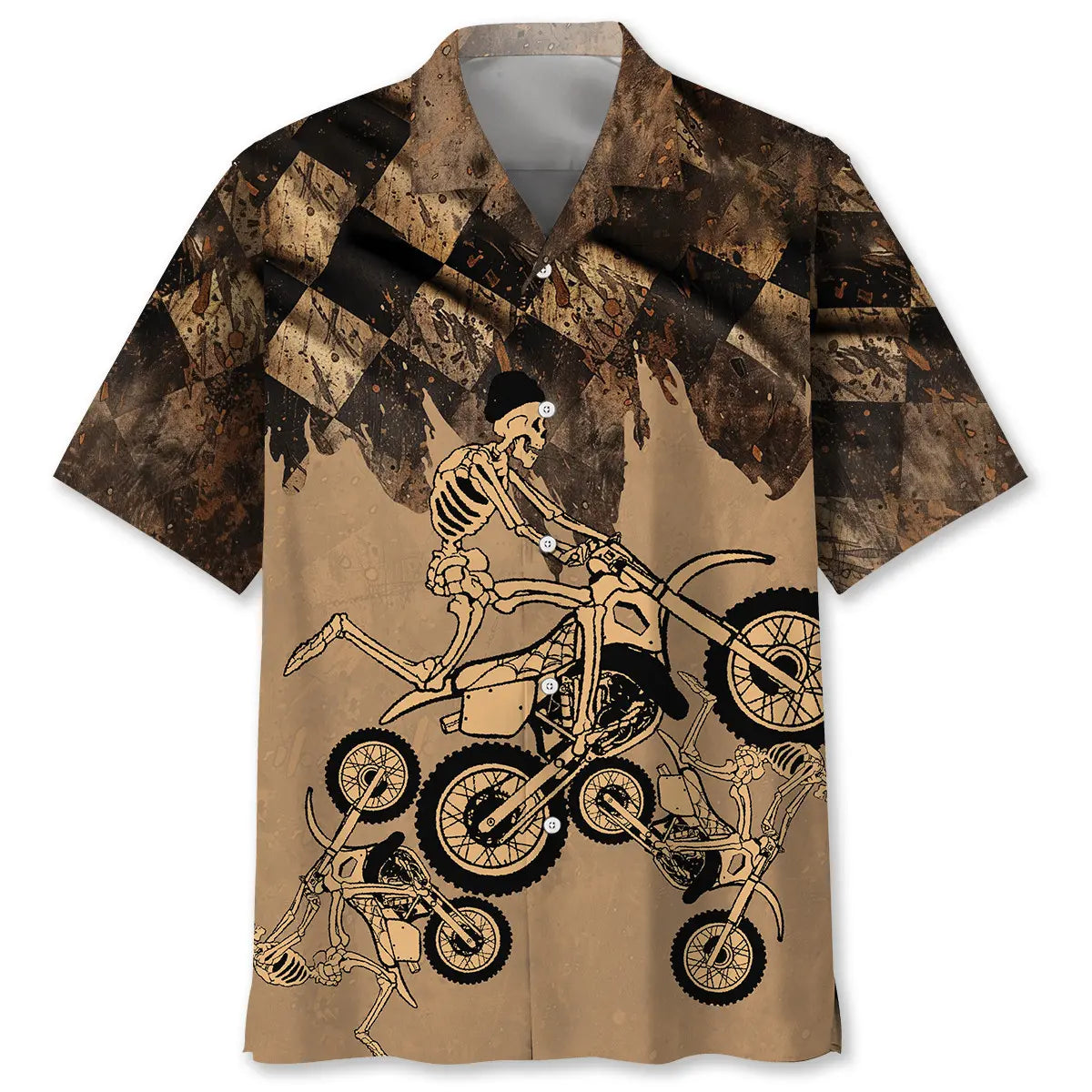 Skeletons Dirt Bike Race Hawaiian Shirt For Island Vacations, Resort Wear, And Relaxed Seasonal Style