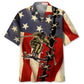 American Skiing Flag Hawaiian Shirt For Summer Vacation, Beach Travel, And Casual Wear