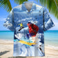 Skiing Creative Pattern Hawaiian Shirt For Summer Vacation, Beach Travel, And Casual Wear