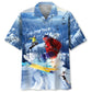 Skiing Creative Pattern Hawaiian Shirt For Summer Vacation, Beach Travel, And Casual Wear