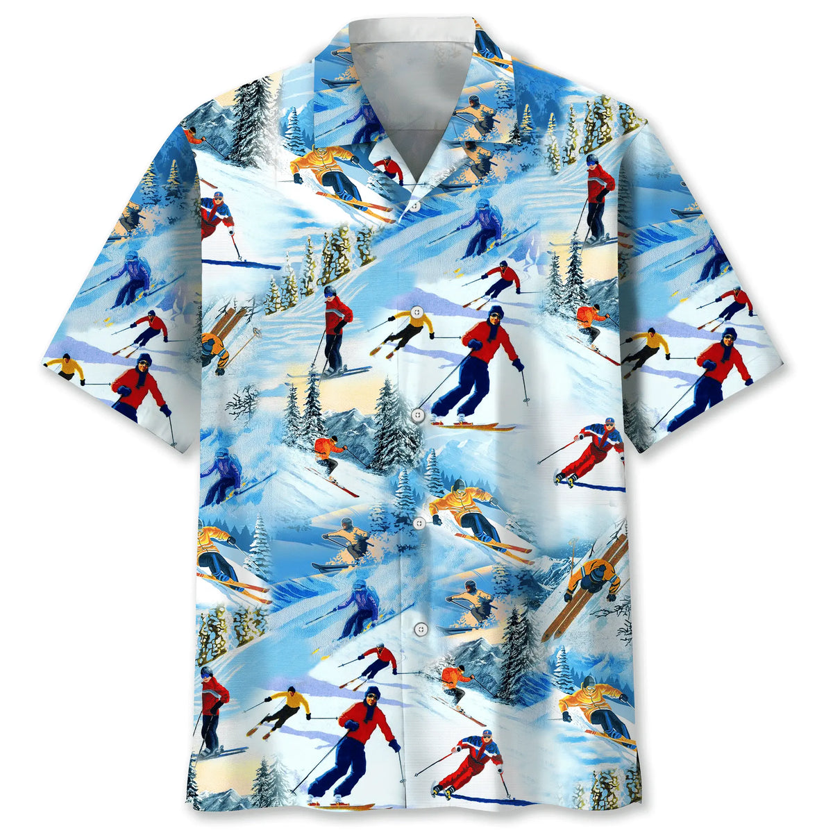 Skiing Land Hawaiian Shirt For Coastal Travel, Casual Events, And Comfortable Summer Wear