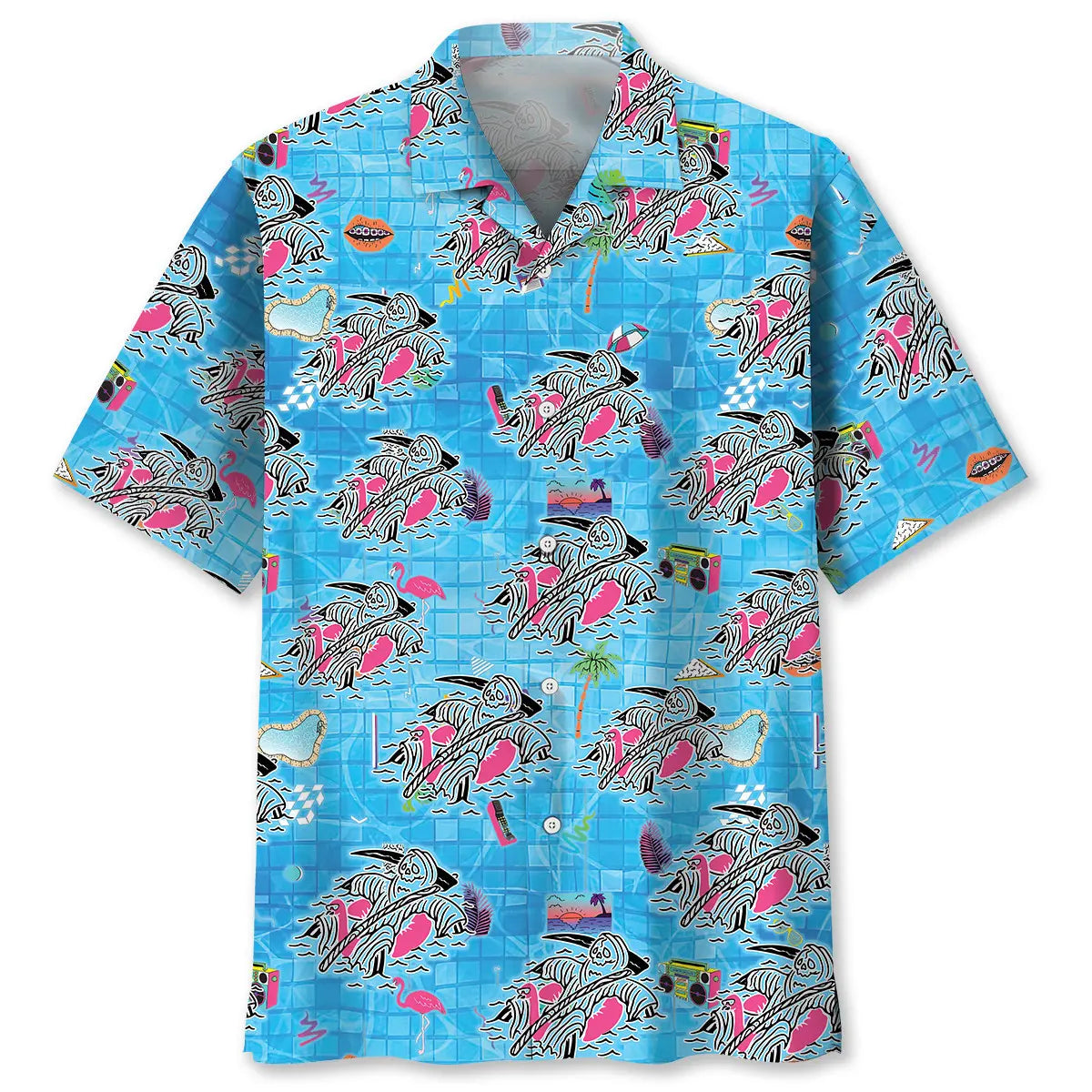 Skull Pool Hawaiian Shirt For Tropical Holidays, Outdoor Gatherings, And Everyday Comfort