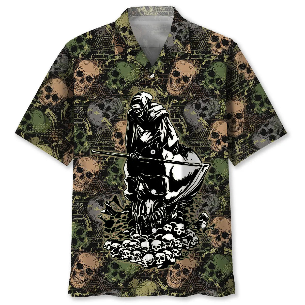 Skull Camouflage Hawaiian Shirt For Mythic Art Lovers, Coastal Outings, And Thoughtful Gift Giving