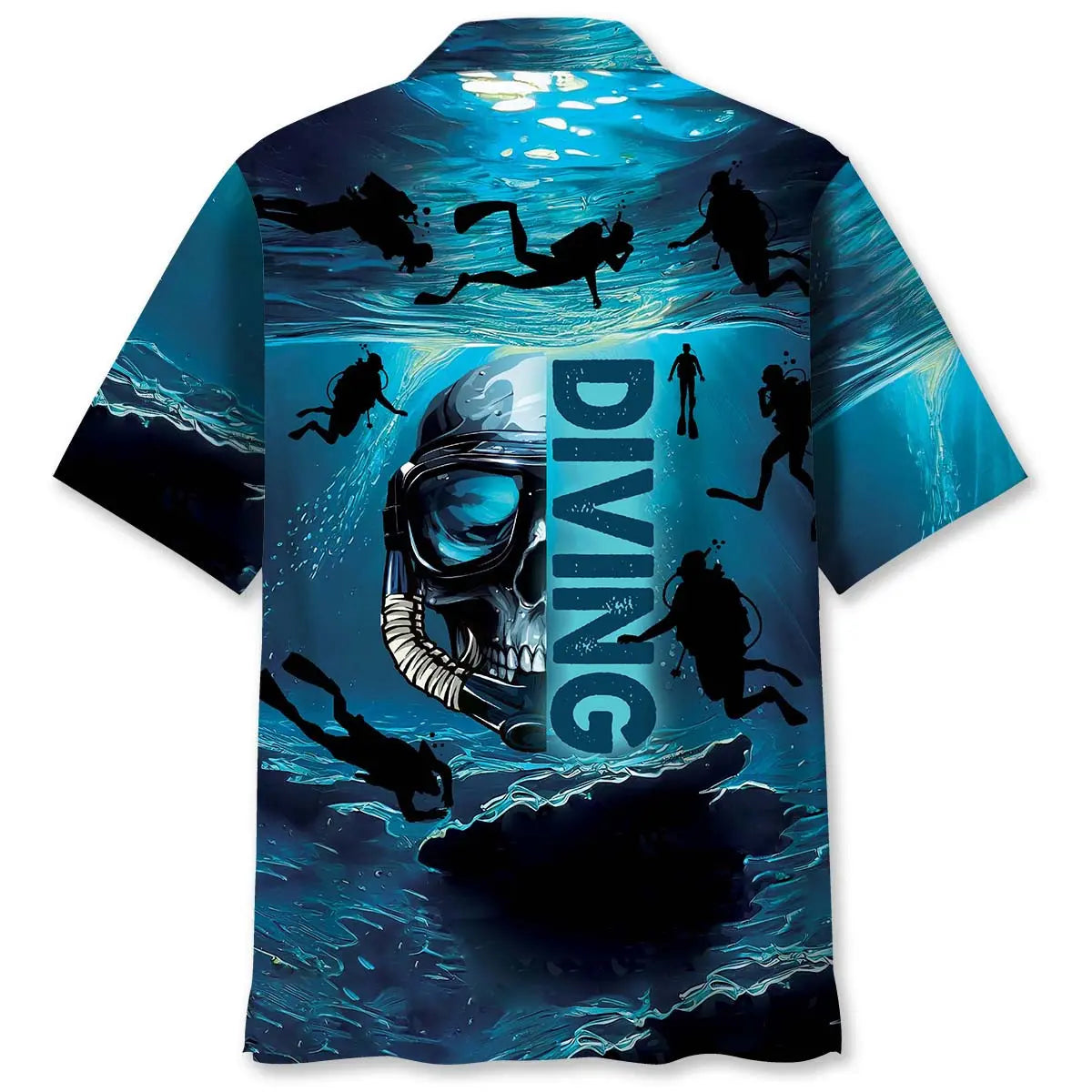 Skull Diving Hawaiian Shirt For Coastal Travel, Casual Events, And Comfortable Summer Wear
