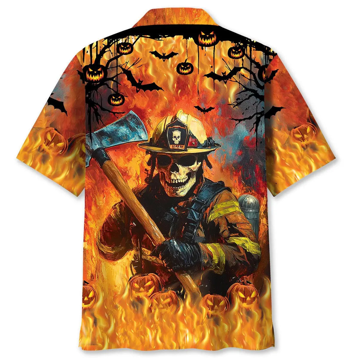Halloween Skull Firefighter Hawaiian Shirt For Beach Days, Summer Outings, And Thoughtful Gift Giving
