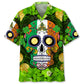 Skull Irish Saint Patrick's Day Hawaiian Shirt For Winter Celebrations, Beach Travel, And Relaxed Holiday Wear