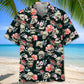 Skull Roses Hawaiian Shirt For Summer Vacation, Beach Travel, And Casual Wear