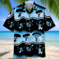 Skydiving Blue Hawaiian Shirt For Resort Trips, Coastal Parties, And Warm Weather Style