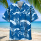 Skydiving Blue Hawaiian Shirt For Resort Trips, Coastal Parties, And Warm Weather Style