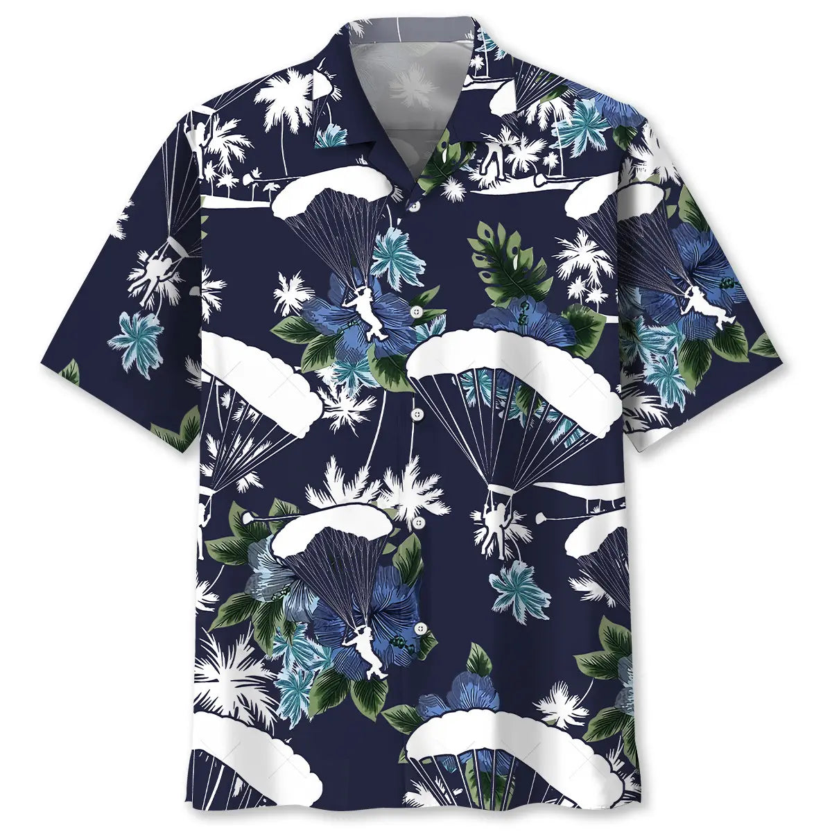 Skydiving Blue Nature Hawaiian Shirt For Beach Party And Outdoor Comfort