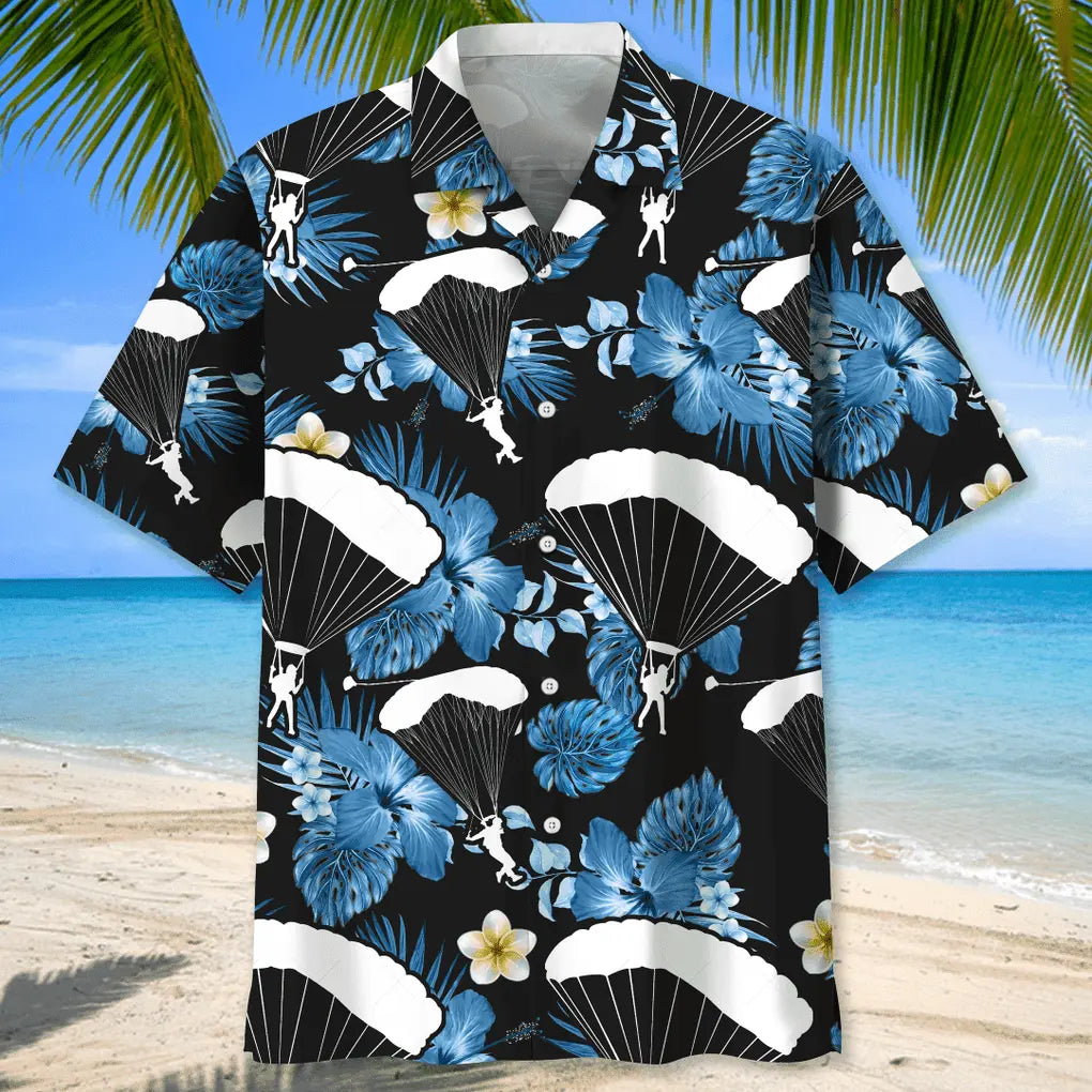 Skydiving Nature Hawaiian Shirt For Tropical Holidays, Outdoor Gatherings, And Everyday Comfort