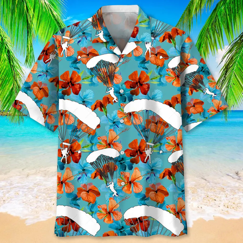 Tropical Skydiving Nature Hawaiian Shirt For Beach Days, Coastal Adventures, And Thoughtful Gift Giving