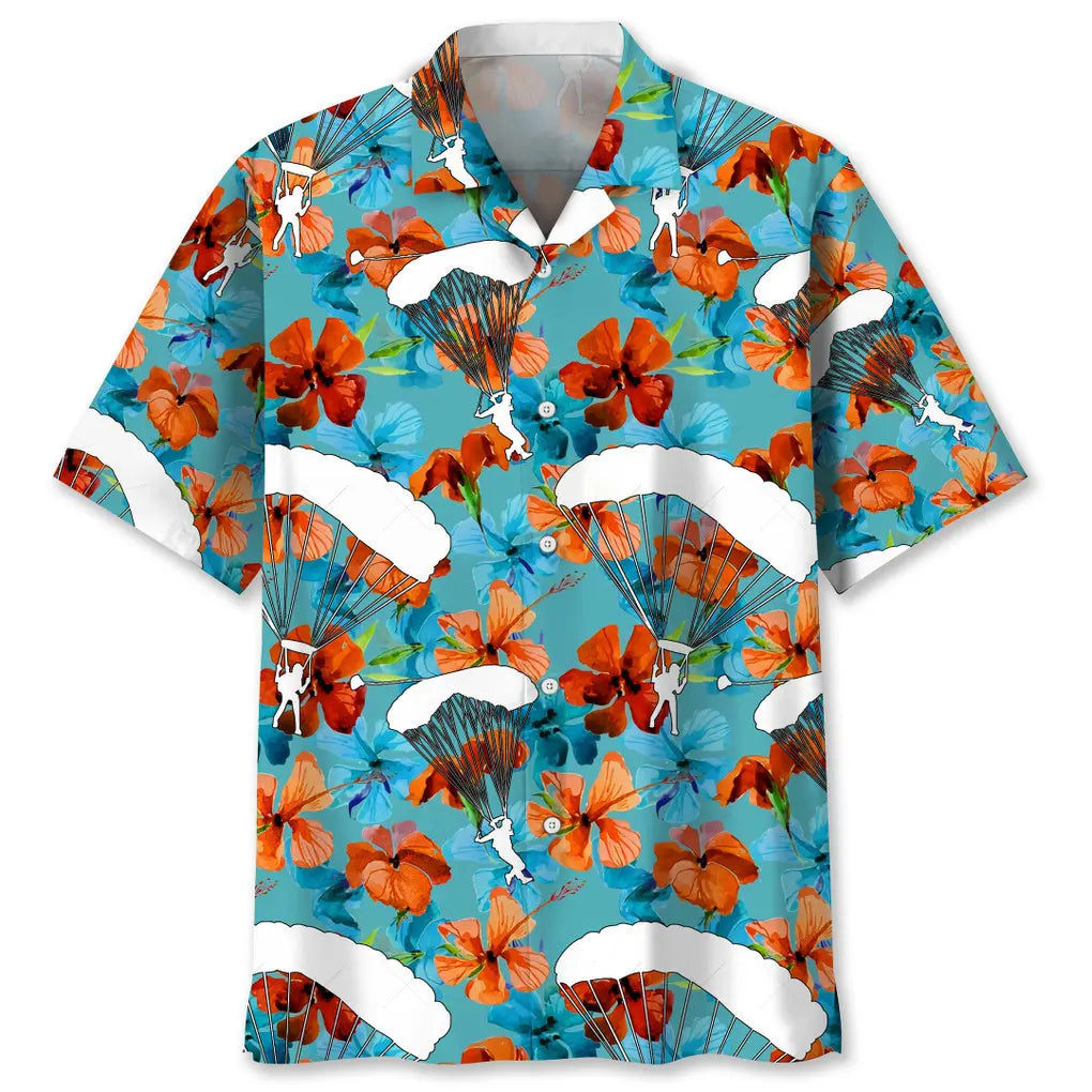 Tropical Skydiving Nature Hawaiian Shirt For Beach Days, Coastal Adventures, And Thoughtful Gift Giving