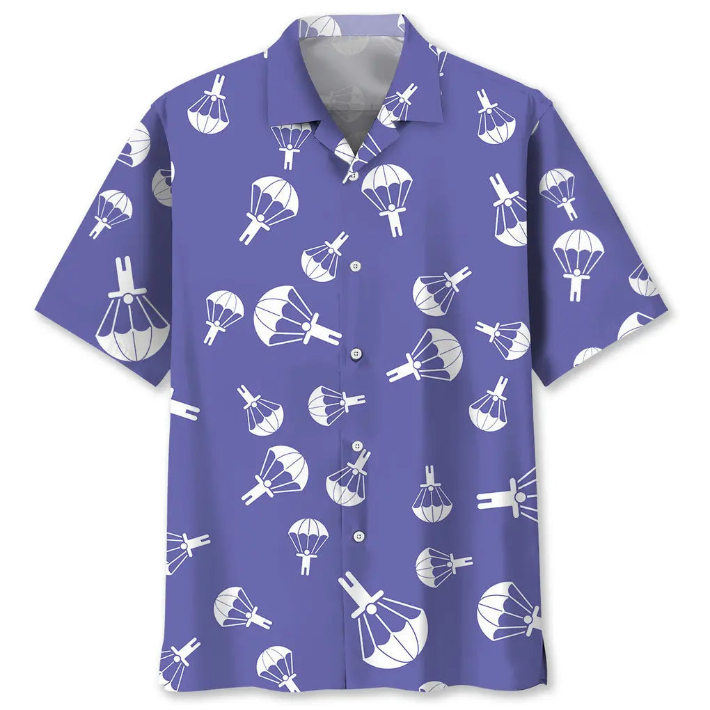 Skydiving Purple Hawaiian Shirt For Coastal Travel, Casual Events, And Comfortable Summer Wear