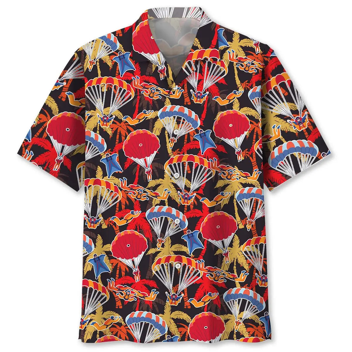 Tropical Skydiving Hawaiian Shirt For Island Getaways, Outdoor Gatherings, And Comfortable Summer Wear