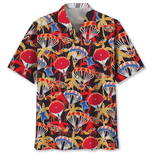 Tropical Skydiving Hawaiian Shirt For Island Getaways, Outdoor Gatherings, And Comfortable Summer Wear