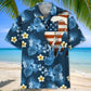 American Tropical Skydiving Blue Hawaiian Shirt For Resort Trips, Coastal Parties, And Warm Weather Style