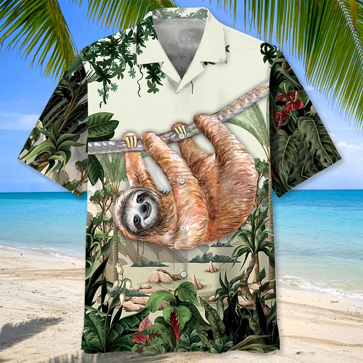 Sloth Jungle Hawaiian Shirt For Island Vacations, Weekend Events, And Relaxed Everyday Outfits