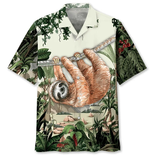 Sloth Jungle Hawaiian Shirt For Island Vacations, Weekend Events, And Relaxed Everyday Outfits