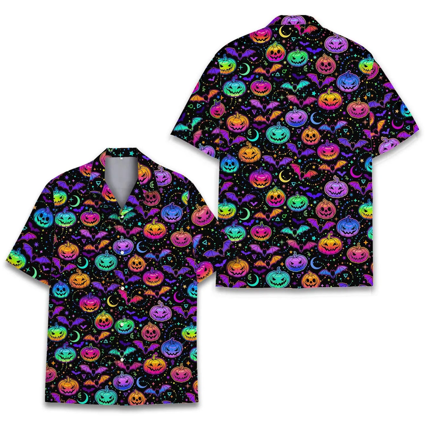 Halloween Island Pumpkin Aloha Hawaiian Shirt For Coastal Travel, Casual Events, And Comfortable Summer Wear