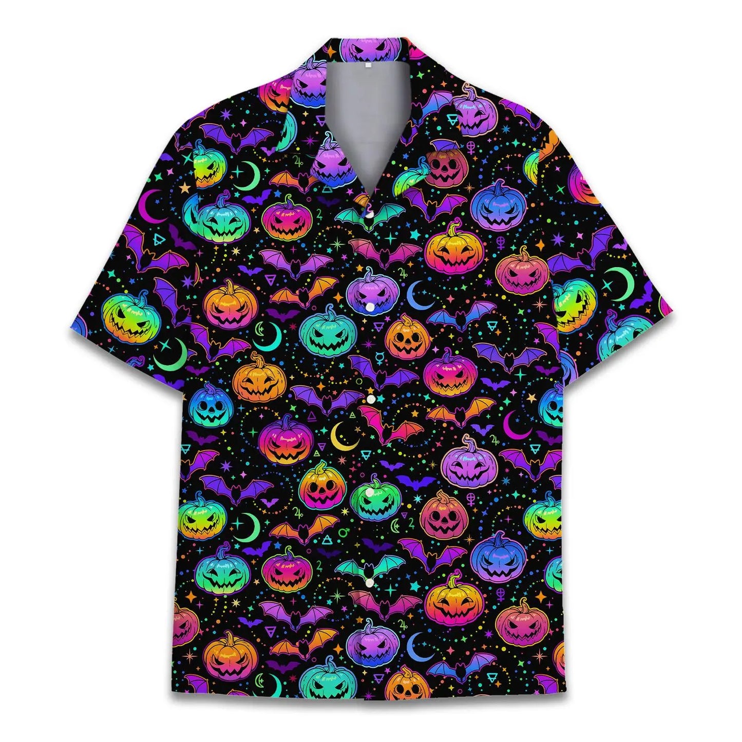 Halloween Island Pumpkin Aloha Hawaiian Shirt For Coastal Travel, Casual Events, And Comfortable Summer Wear