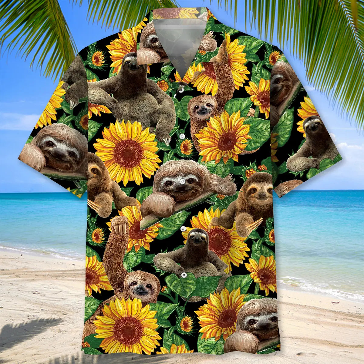 Sloth Sunflower Hawaiian Shirt For Nature Fans, Resort Trips, And Comfortable Warm Weather Wear