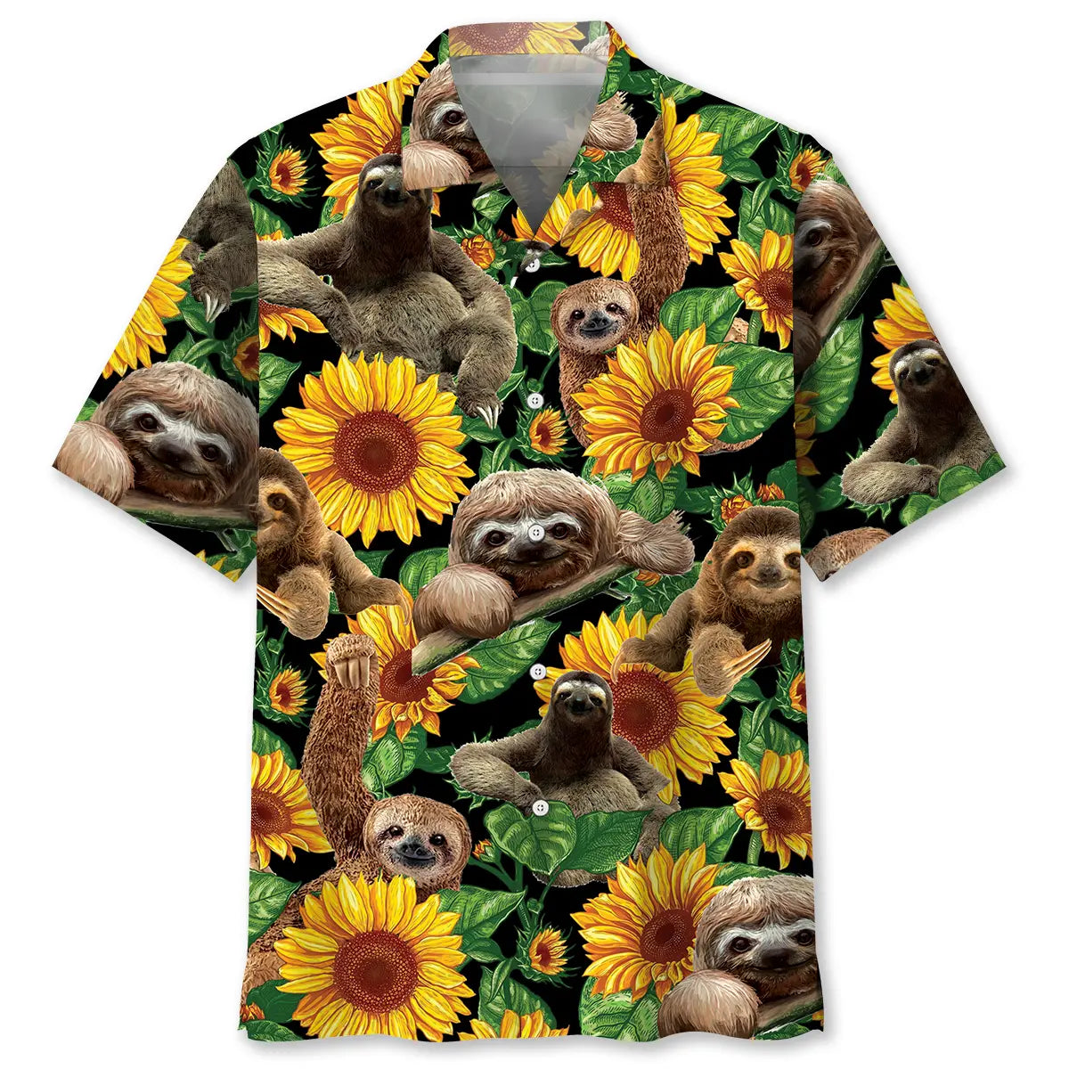 Sloth Sunflower Hawaiian Shirt For Nature Fans, Resort Trips, And Comfortable Warm Weather Wear