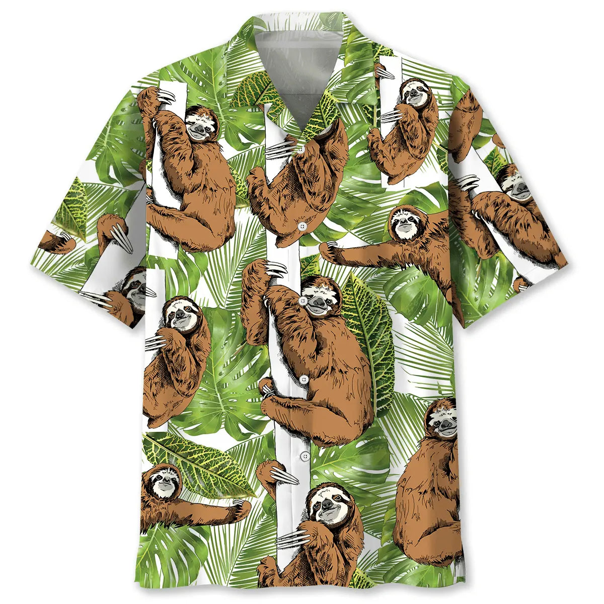 Tropical Sloth Leaves Hawaiian Shirt For Coastal Getaways, Outdoor Gatherings, And Thoughtful Gift Giving