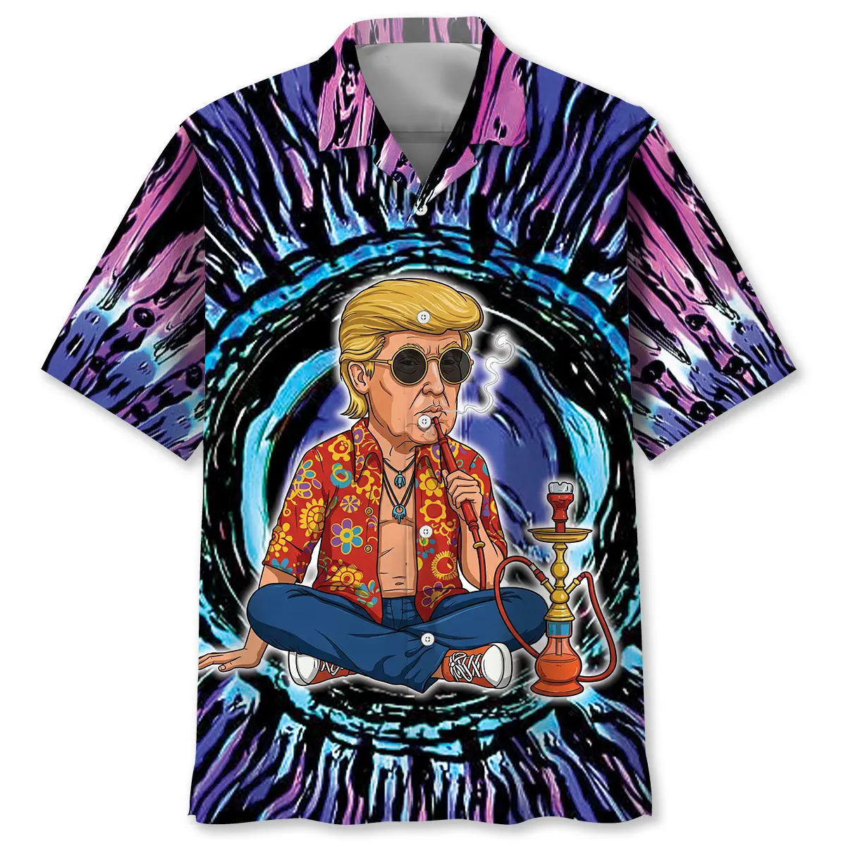 Hawaiian Shirt / Adults / S Smoky Man Hippie Hawaiian Shirt