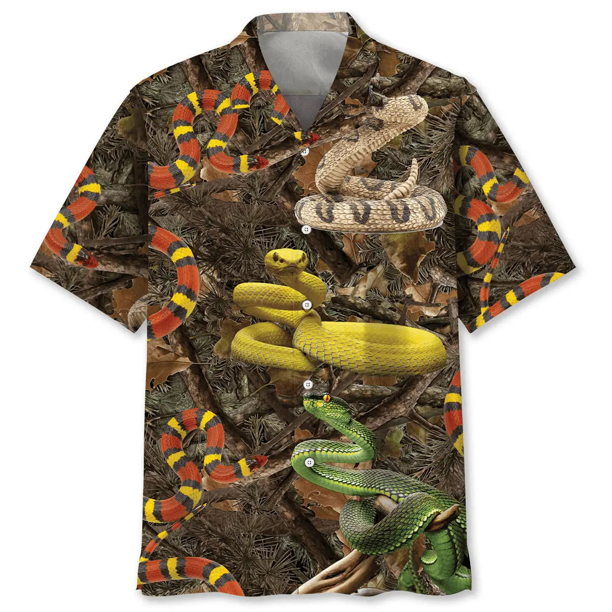 Snake Camouflage Hawaiian Shirt For Summer Gathering And Casual Wear