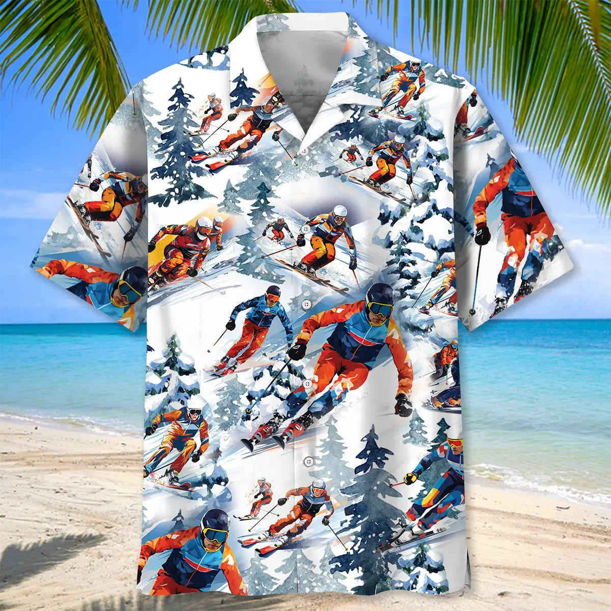 Snow Skiing Hawaiian Shirt For Beach Days, Summer Outings, And Thoughtful Gift Giving