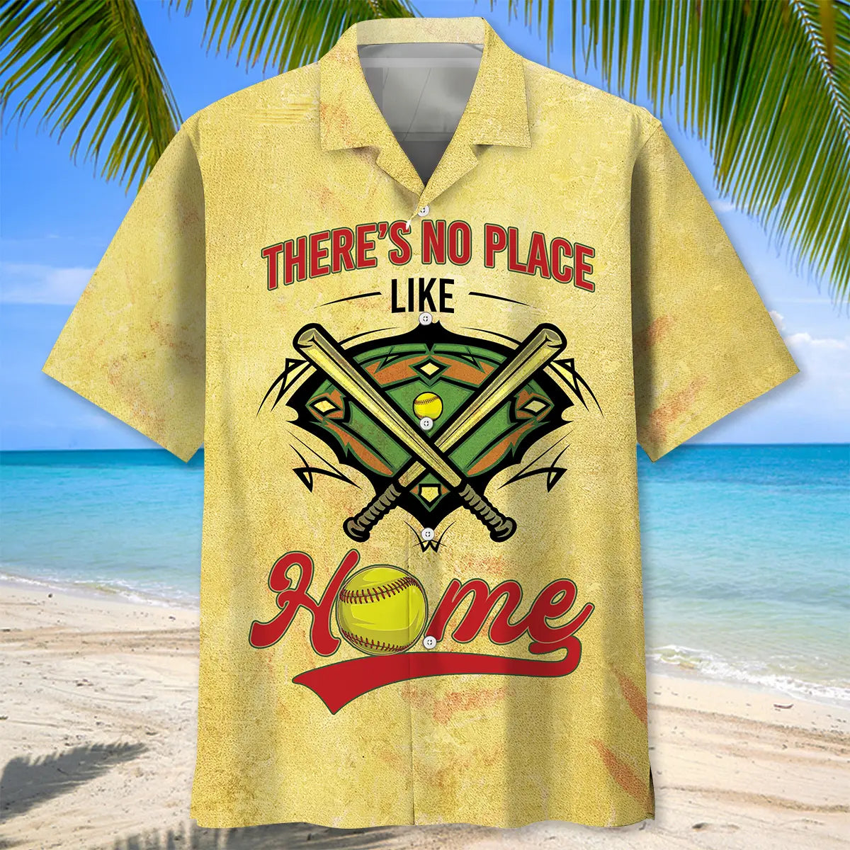 Softball Home Hawaiian Shirt For Summer Vacation, Beach Travel, And Casual Wear