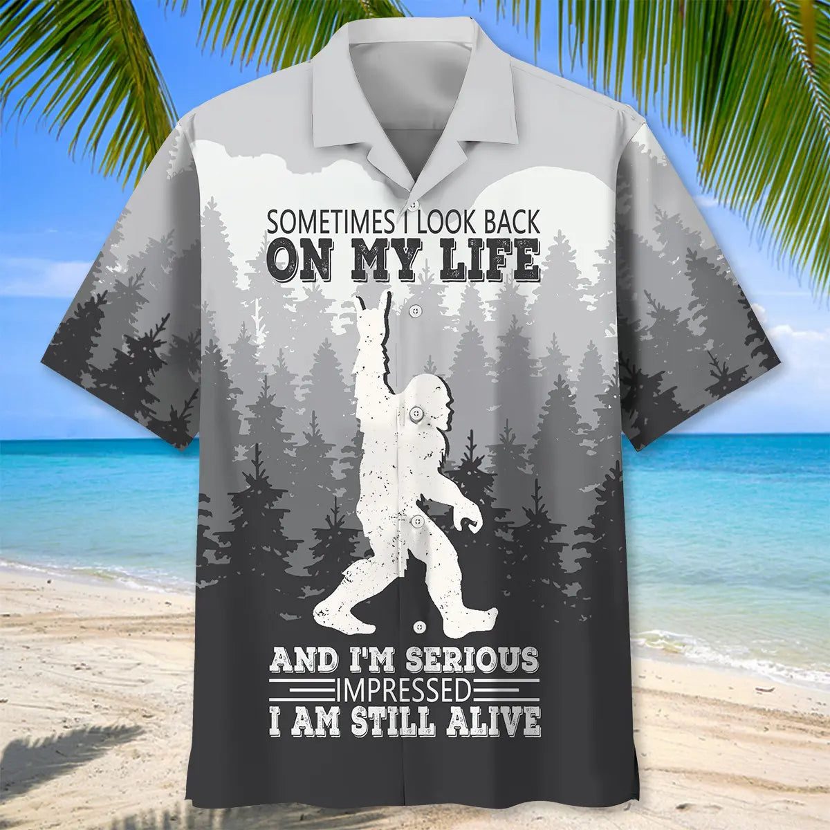 Funny Bigfoot Reflection Hawaiian Shirt For Tropical Holidays, Outdoor Gatherings, And Everyday Comfort