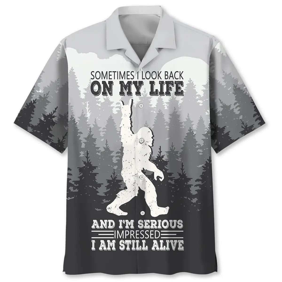 Funny Bigfoot Reflection Hawaiian Shirt For Tropical Holidays, Outdoor Gatherings, And Everyday Comfort