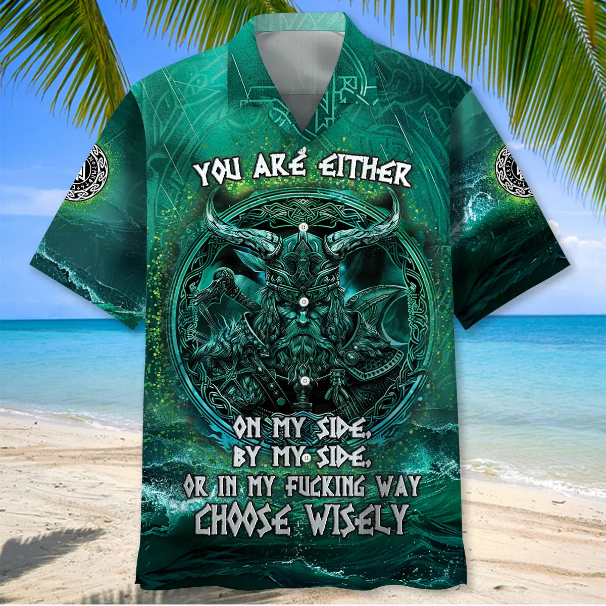 Nordic Warrior Spirit Hawaiian Shirt For Tropical Holidays, Outdoor Gatherings, And Everyday Comfort