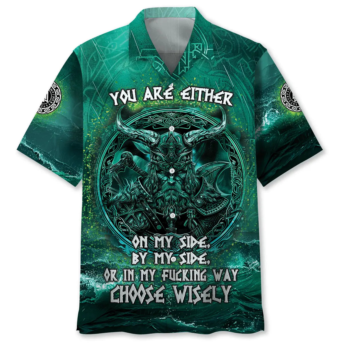 Nordic Warrior Spirit Hawaiian Shirt For Tropical Holidays, Outdoor Gatherings, And Everyday Comfort