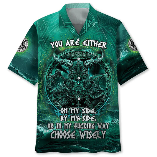 Nordic Warrior Spirit Hawaiian Shirt For Tropical Holidays, Outdoor Gatherings, And Everyday Comfort