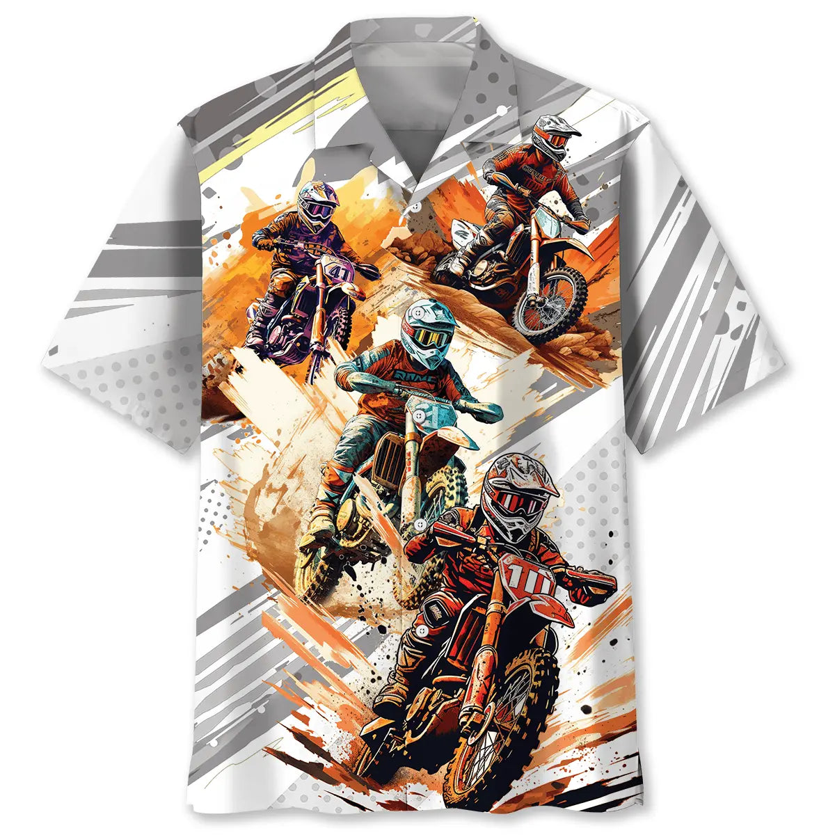 Sport Dirt Bike Racing Hawaiian Shirt For Resort Trips, Coastal Parties, And Warm Weather Style