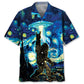 Starry Night Alien Bigfoot Rock And Roll Hawaiian Shirt For Tropical Holiday And Memorable Gifting