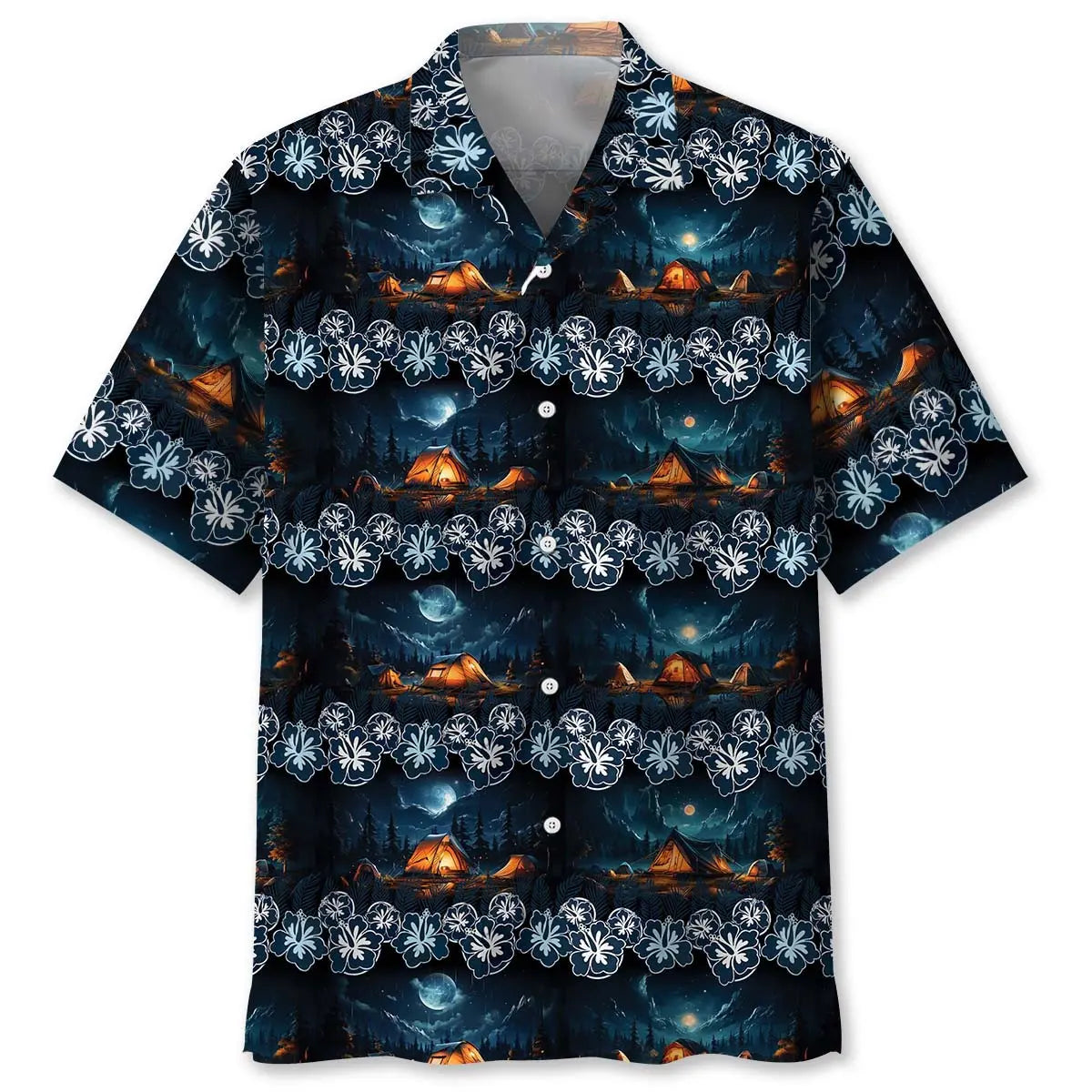 Starry Camping Hawaiian Shirt For Tropical Holidays, Outdoor Gatherings, And Everyday Comfort