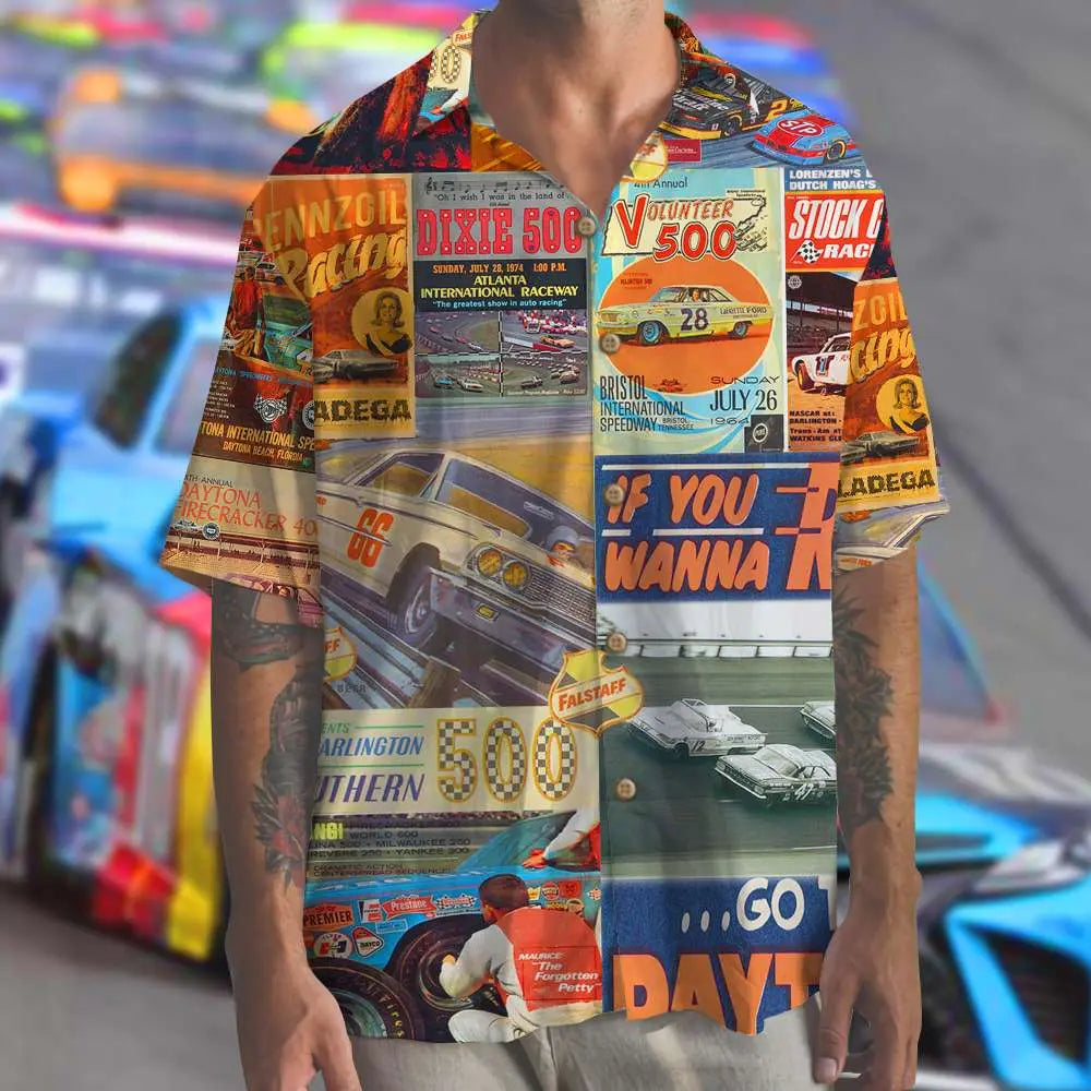 Island Stock Car Racing Magazine Aloha Hawaiian Shirt For Racing Fans, Summer Outings, And Relaxed Vacation Wear