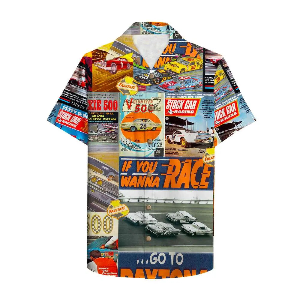 Island Stock Car Racing Magazine Aloha Hawaiian Shirt For Racing Fans, Summer Outings, And Relaxed Vacation Wear