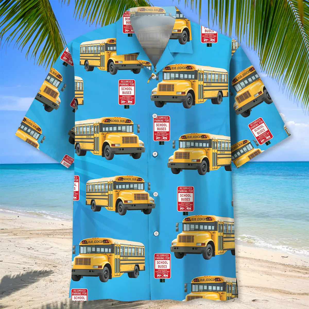 Stop School Bus Hawaiian Shirt For Summer Vacation, Beach Travel, And Casual Wear