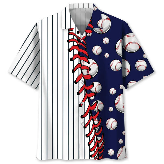 Stripes Baseball Hawaiian Shirt For Island Vacations, Resort Wear, And Relaxed Seasonal Style