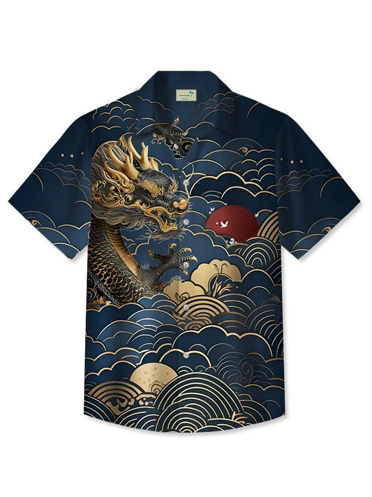 Summer Beach Clouds Dragon Vacation Hawaiian Shirt For Fantasy Fans, Resort Trips, And Imaginative Summer Style