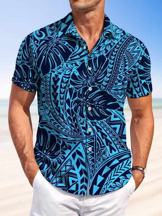 Summer Beach Leaves Vacation Hawaiian Shirt For Tropical Holidays, Resort Trips, And Relaxed Coastal Style