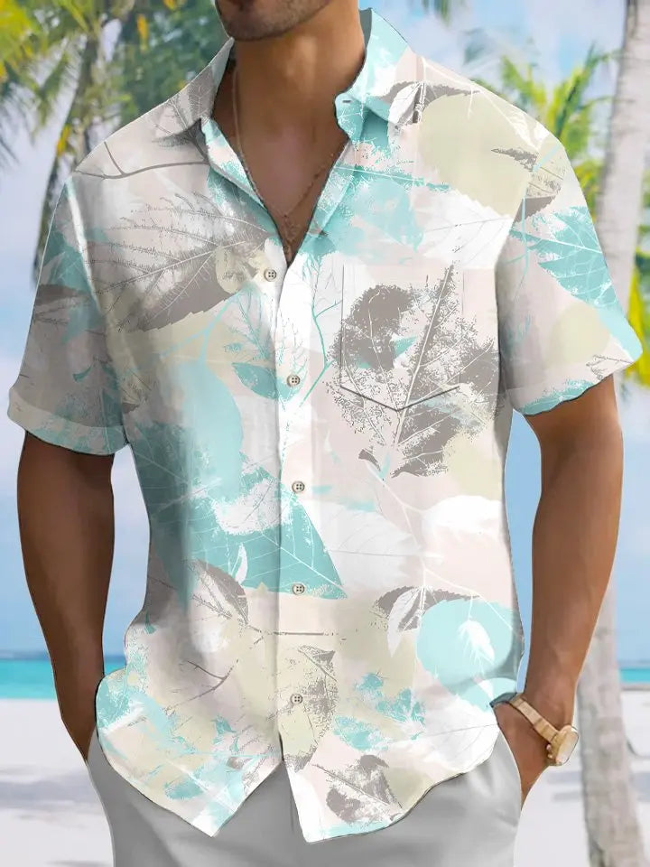 Tropical Summer Beach Leaves Gradient Hawaiian Shirt For Beach Days, Summer Outings, And Thoughtful Gift Giving