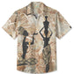 Summer Beach Mural Primitive Vacation Hawaiian Shirt For Tropical Holidays, Outdoor Gatherings, And Everyday Comfort